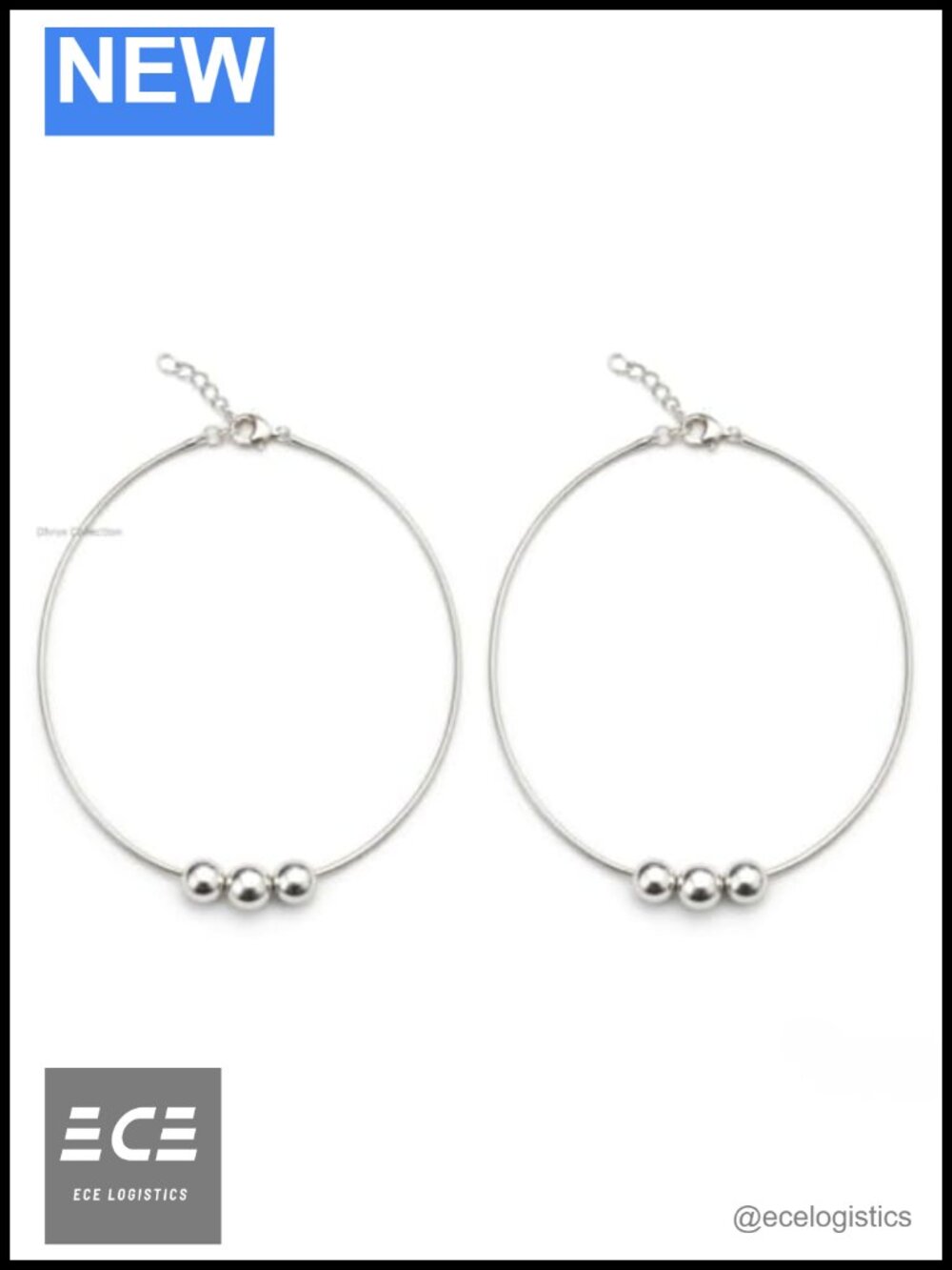 925 Pure Silver Anklet Payal Pair 3 Moving Ball Snake Pattern 10.5 in